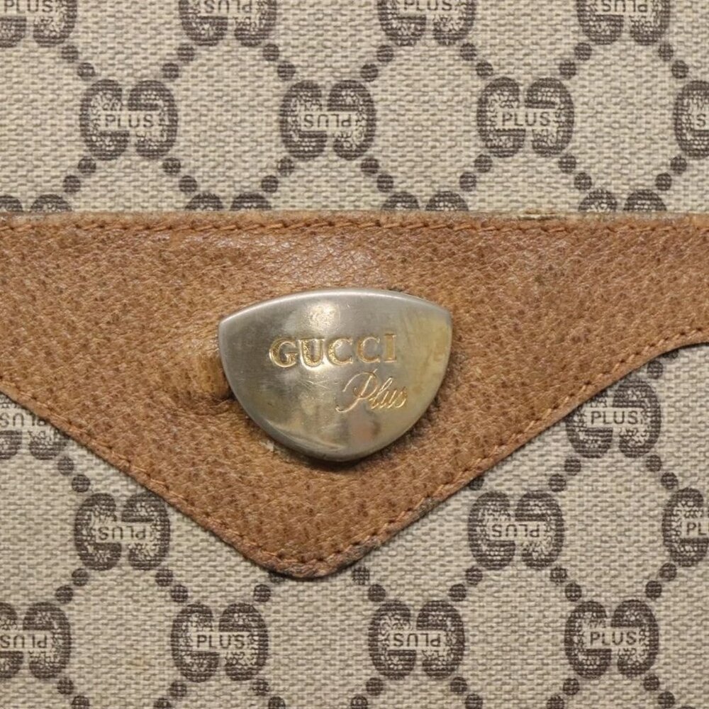 GUCCI GG Plus Supreme Web Sherry Line Tote Bag PVC Beige Gold Auth BA5355 - Picture 9 of 15